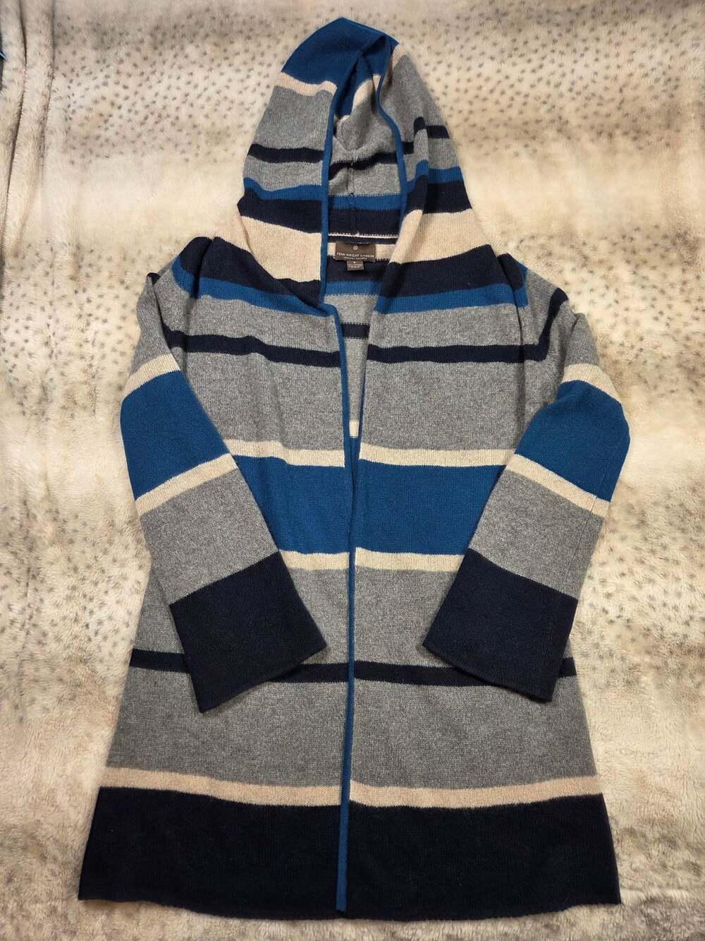 Fenn Wright Manson 100% Cashmere Striped Hooded Cardigan Size S
